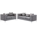 Velvet Sofa Set with Loveseat and Sofa in Gray F968