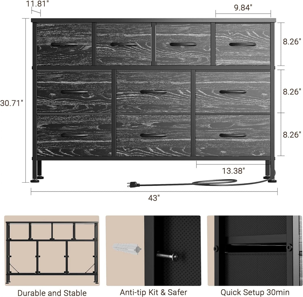 10 Drawer Dresser TV Stand with Power Outlet O114073