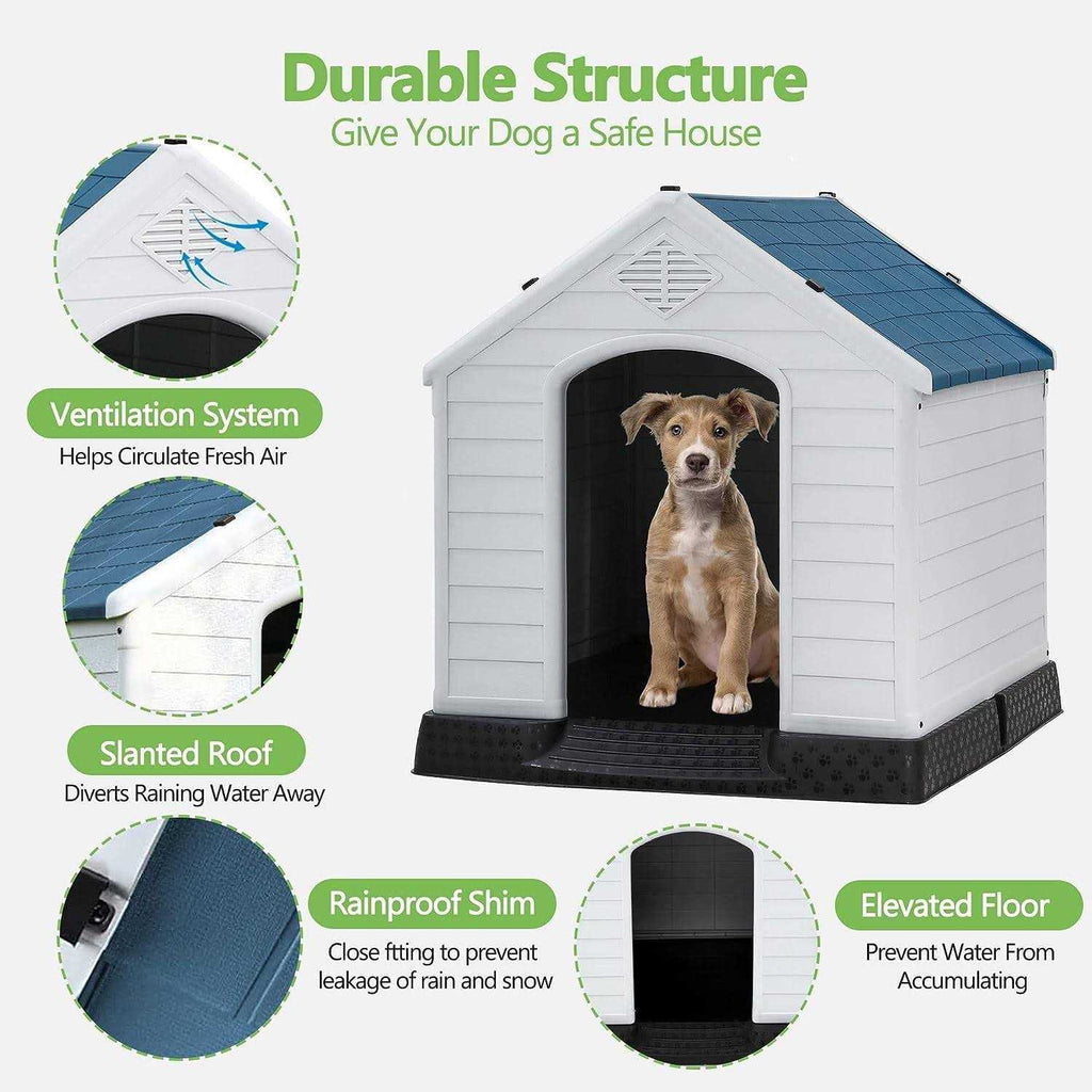 Waterproof Plastic Dog House with Vent and Raised Floor Q248528