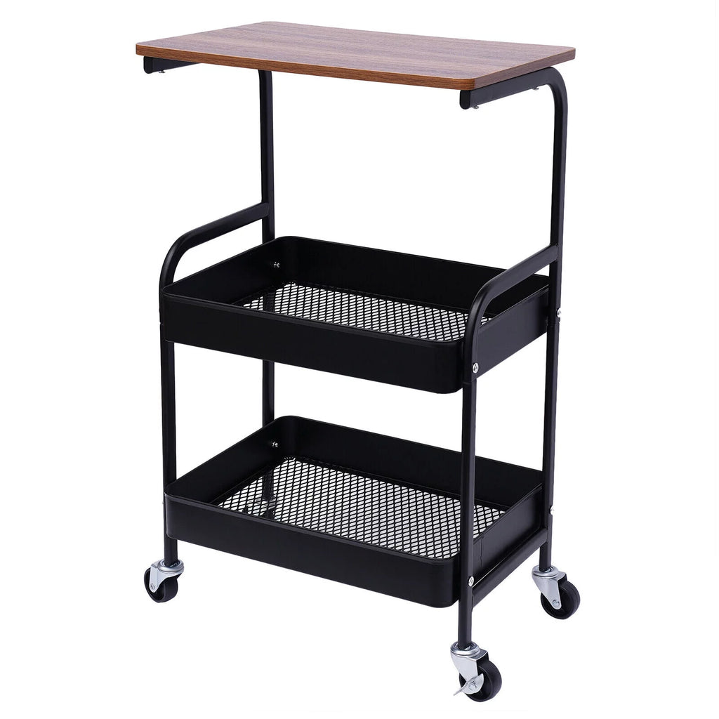 3 Tier Mobile Laptop Printer Cart Rolling Computer Stand O71499