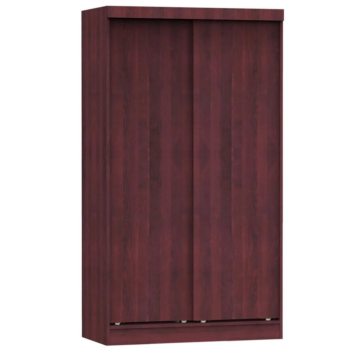 Modern Wood Double Sliding Door Wardrobe in Mahogany W131375