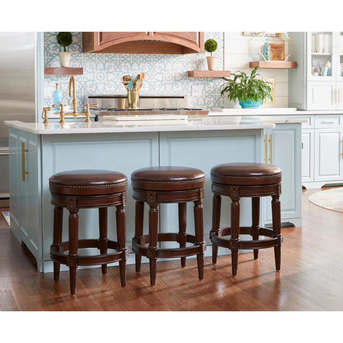 Walnut Counter Height Swivel Stool T28037