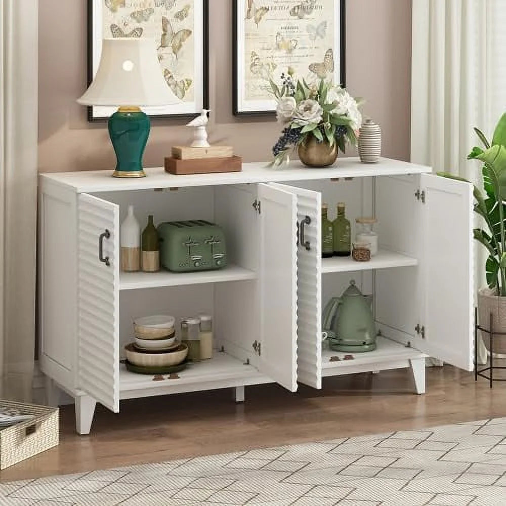 60" 4 Door Sideboard Cabinet with Marble Sticker Desktop X6485