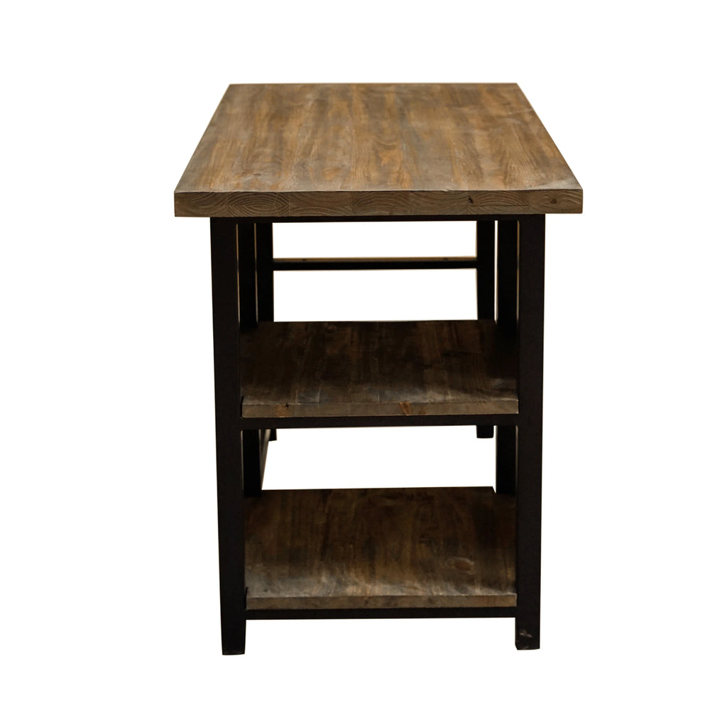 Metal and Solid Wood Desk with 2 Shelves T56983