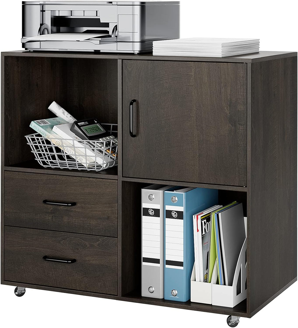 2 Drawer Wood Mobile File Cabinet with Door U272213