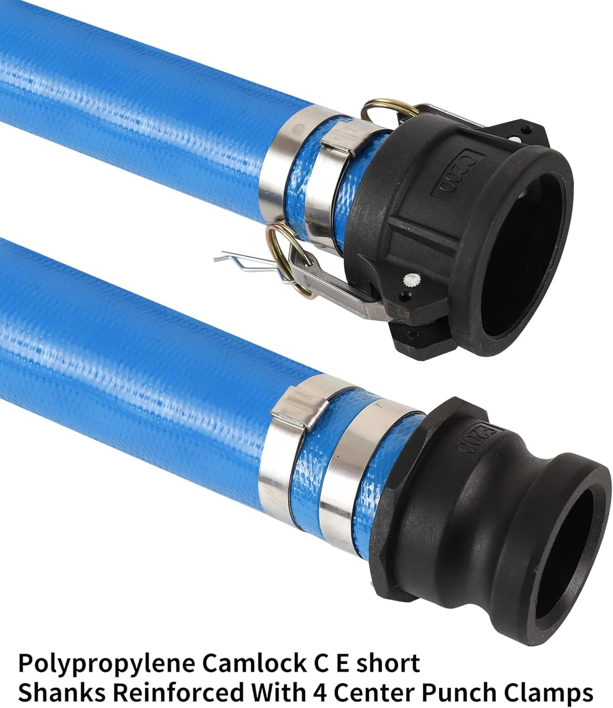 2 x 50' Blue PVC Lay-Flat Discharge Hose with Camlock Fittings F726