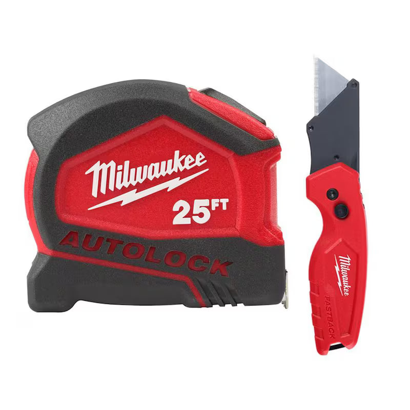 Compact Auto Lock Tape Measure with Folding Utility Knife S345