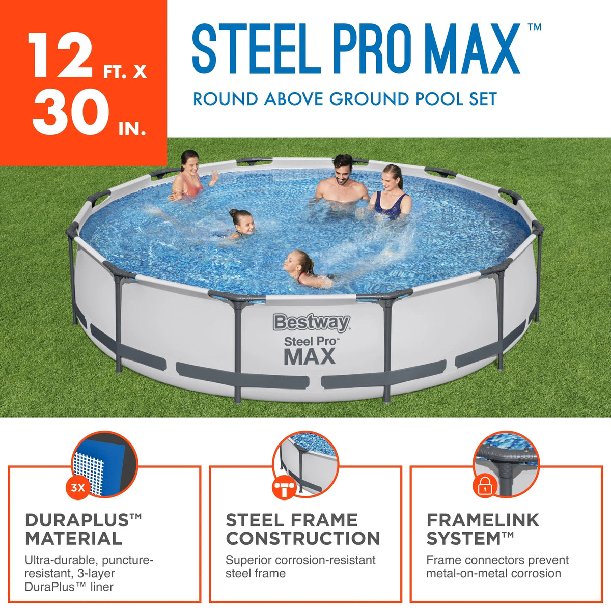 Steel Pro Max Swimming Pool Set with Filter Pump, 12' x 30 M938346