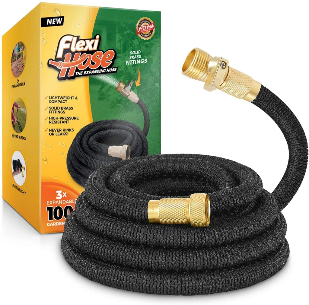 100 FT Expandable Garden Hose with 3/4 Inch Brass Fittings A723