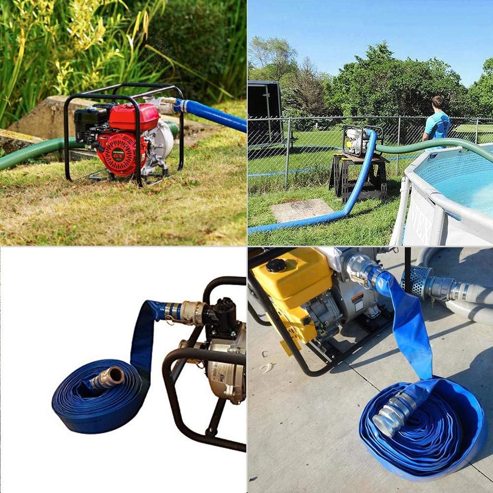 2 x 50' Blue PVC Lay-Flat Discharge Hose with Camlock Fittings F726