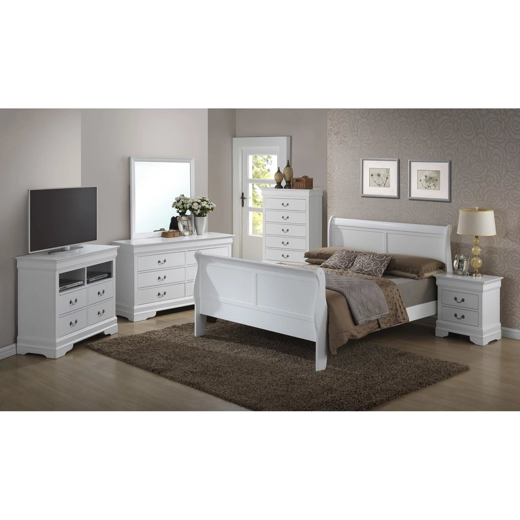 White Full Size Sleigh Bed O29668