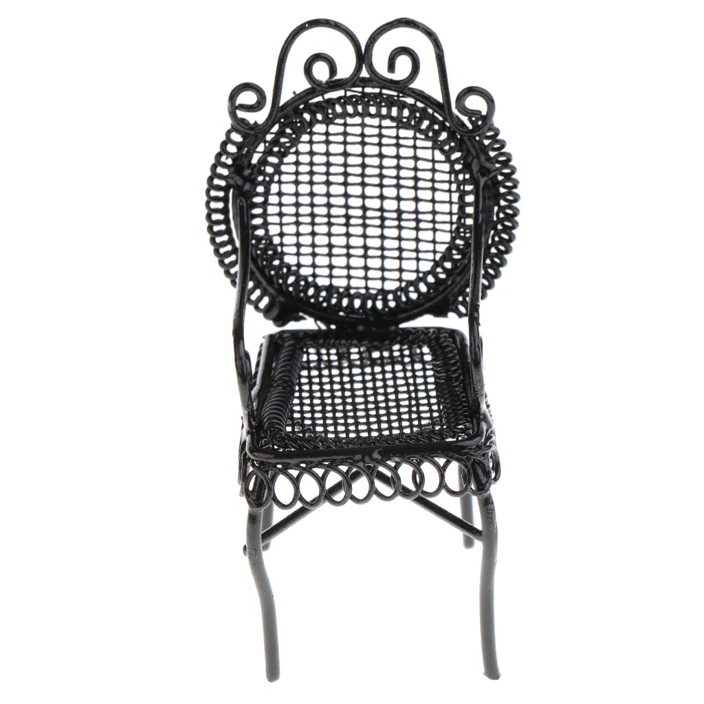 1/12 Scale Black Octagonal Table Chairs Furniture Set X6145