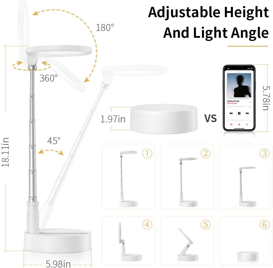 Table Lamp, Telescopic, Foldable, 5 Brightness, 3 Color Mode T968