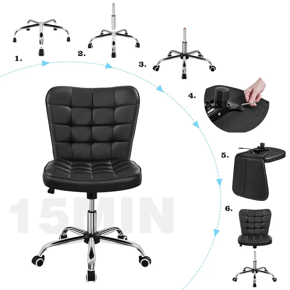 Black Tufted Faux Leather Desk Chair V137