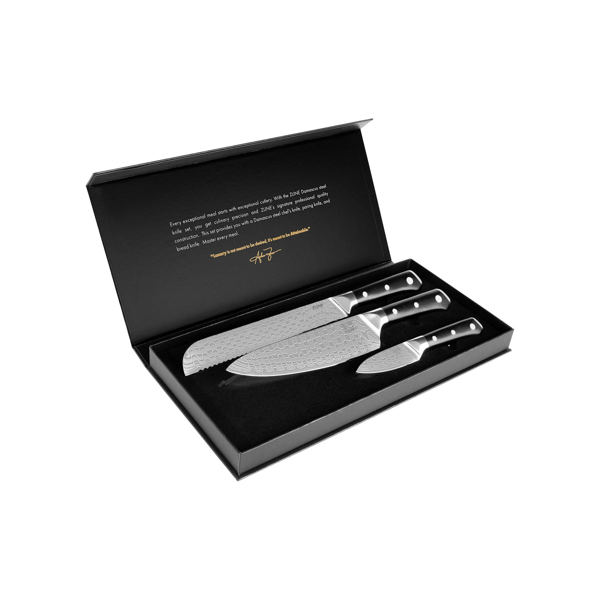3-Piece Japanese Damascus Steel Kitchen Knife Set Y587