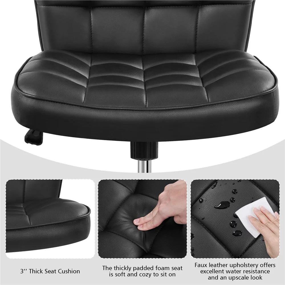 Black Tufted Faux Leather Desk Chair V137