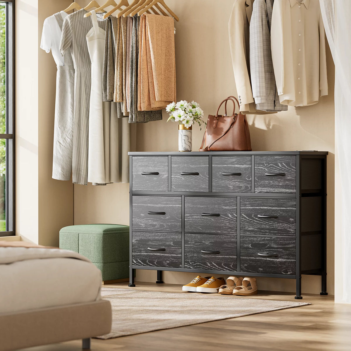 10 Drawer Dresser TV Stand with Power Outlet O114073