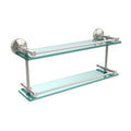 22-inch Double Glass Shelf with Gallery Rail Polished Nickel U6123