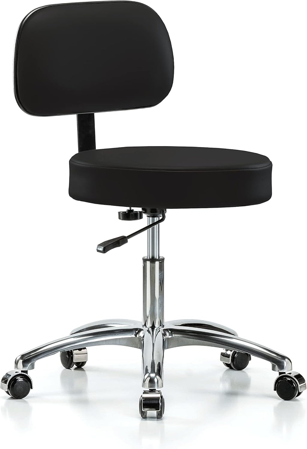 Chrome Height Adjustable Exam Stool with Back S323