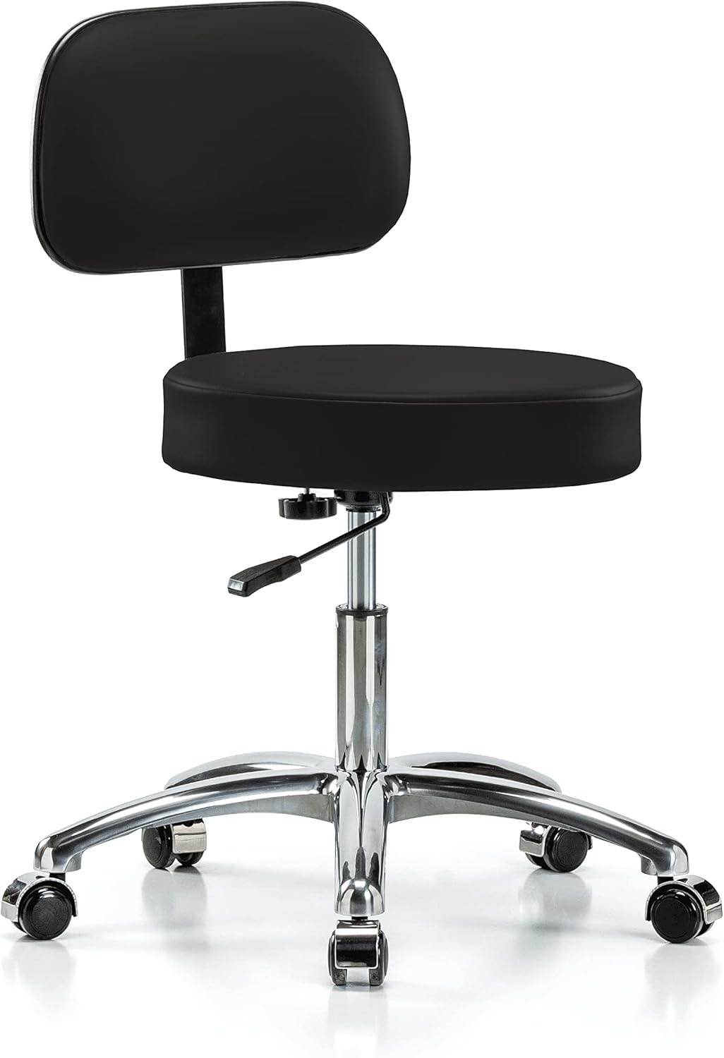 Chrome Height Adjustable Exam Stool with Back S323