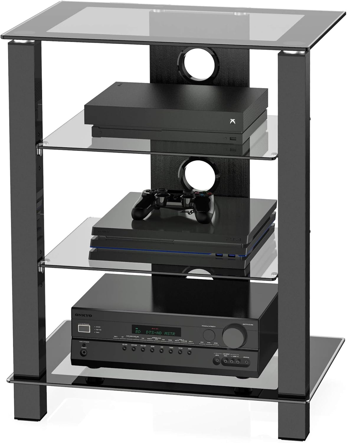 4-Tier AV Media Cabinet Stand Component Cabinet Y424