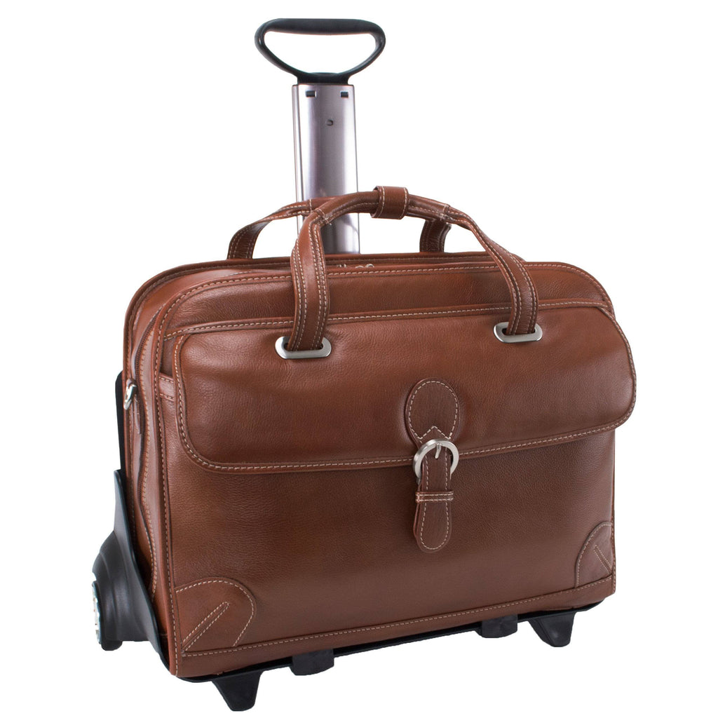 Black Leather Detachable Wheeled Laptop Case K174623