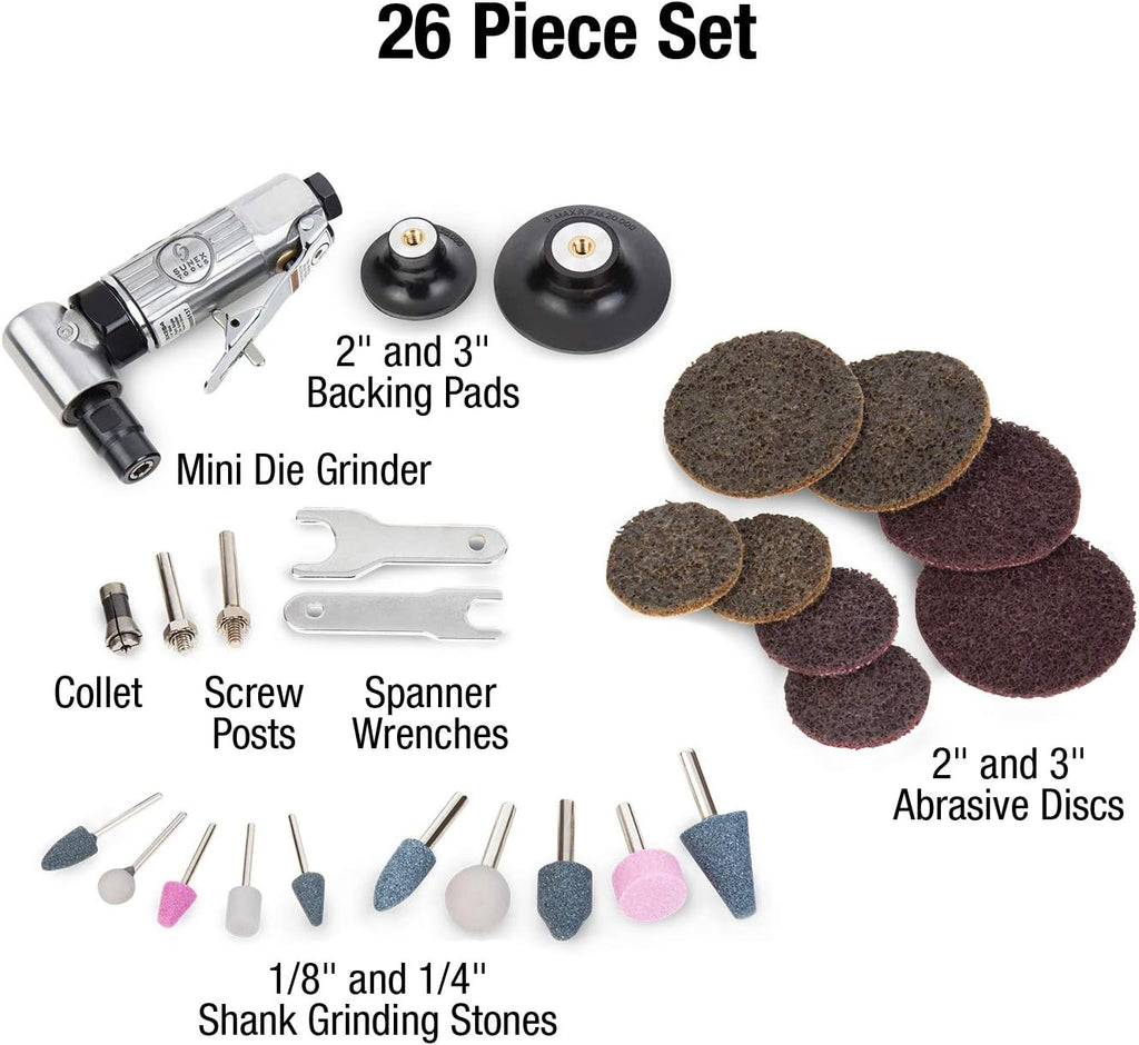 1/4 Inch Drive Mini Right Angle Air Die Grinder Kit with Storage Case N398200