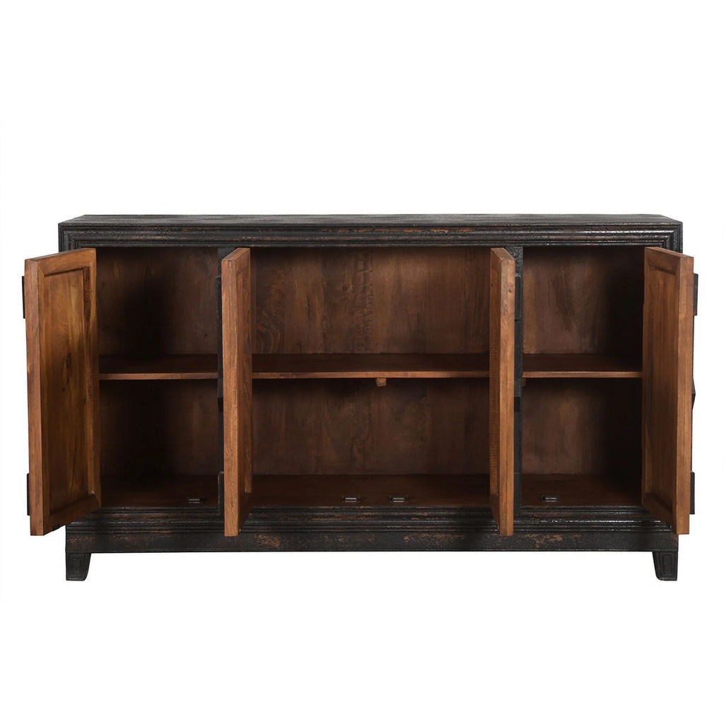 Black 4-door Solid Wood Sideboard B3797