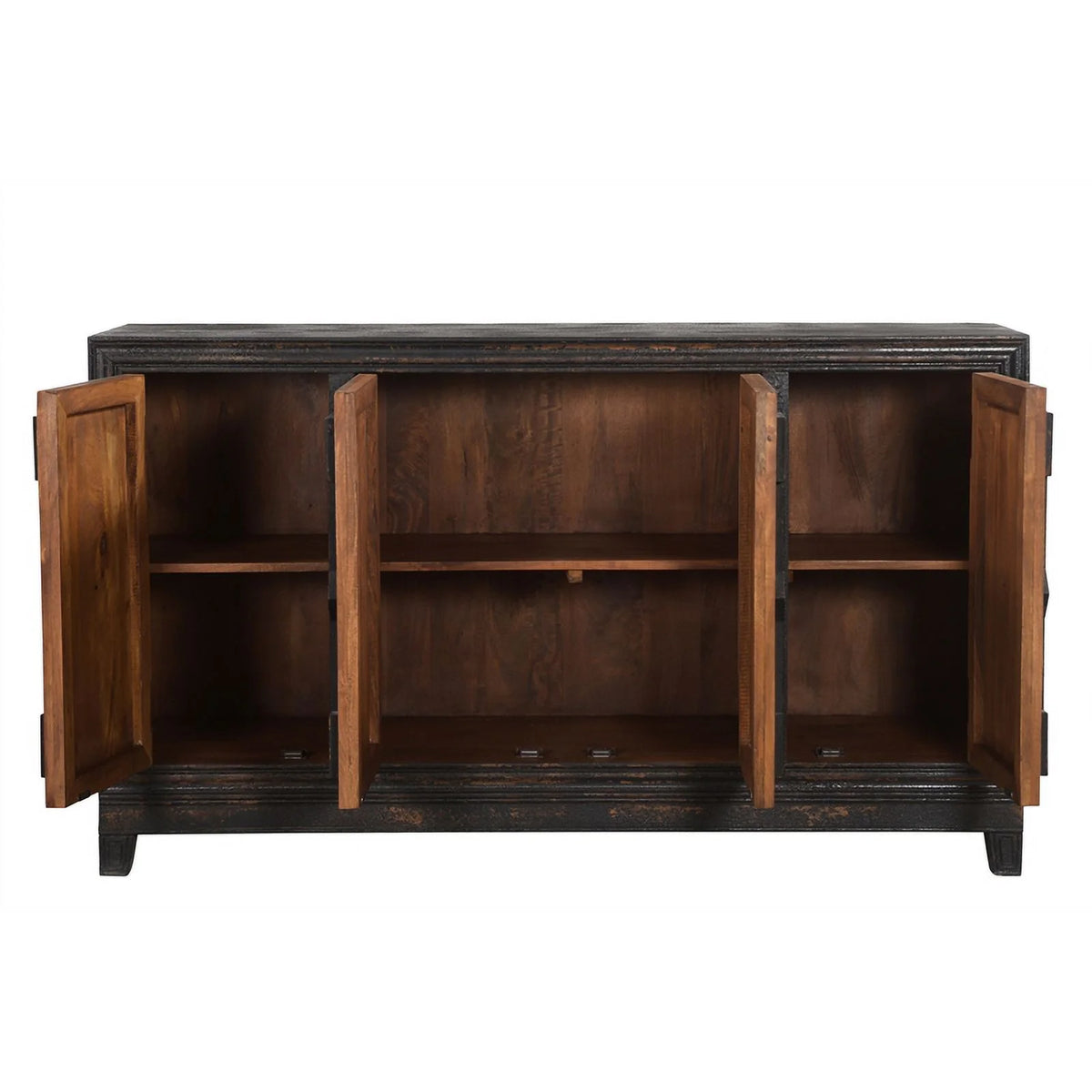 Black 4-door Solid Wood Sideboard B3797