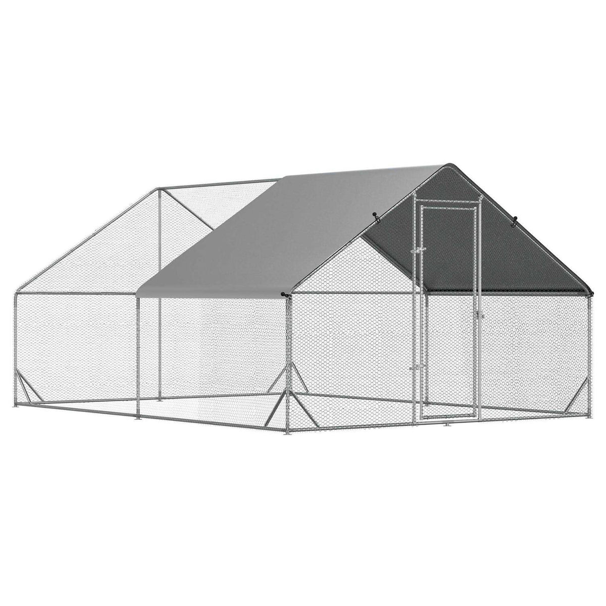 Large Metal Chicken Coop with Cover and Lockable Door G18125