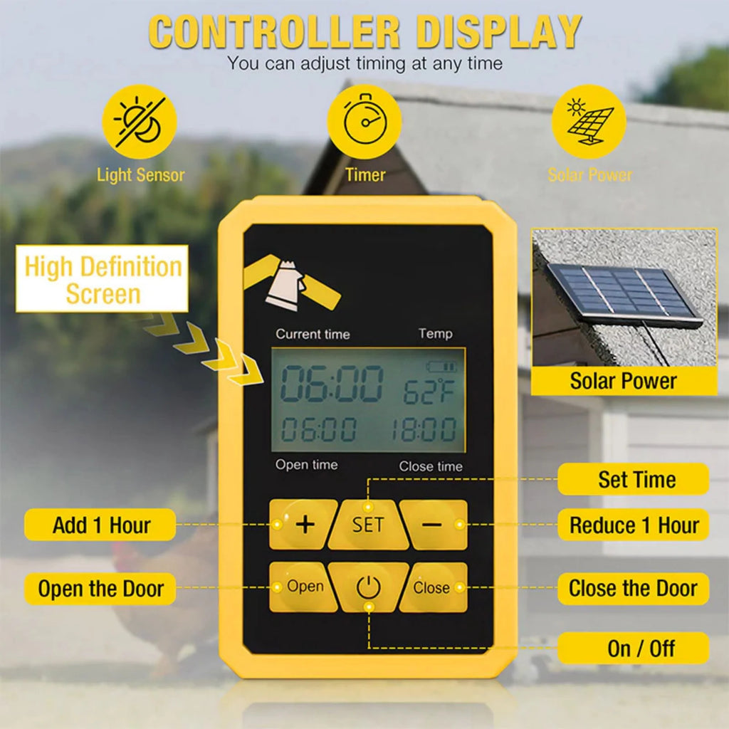 Solar Automatic Chicken Coop Door with Light Sensor Y307961