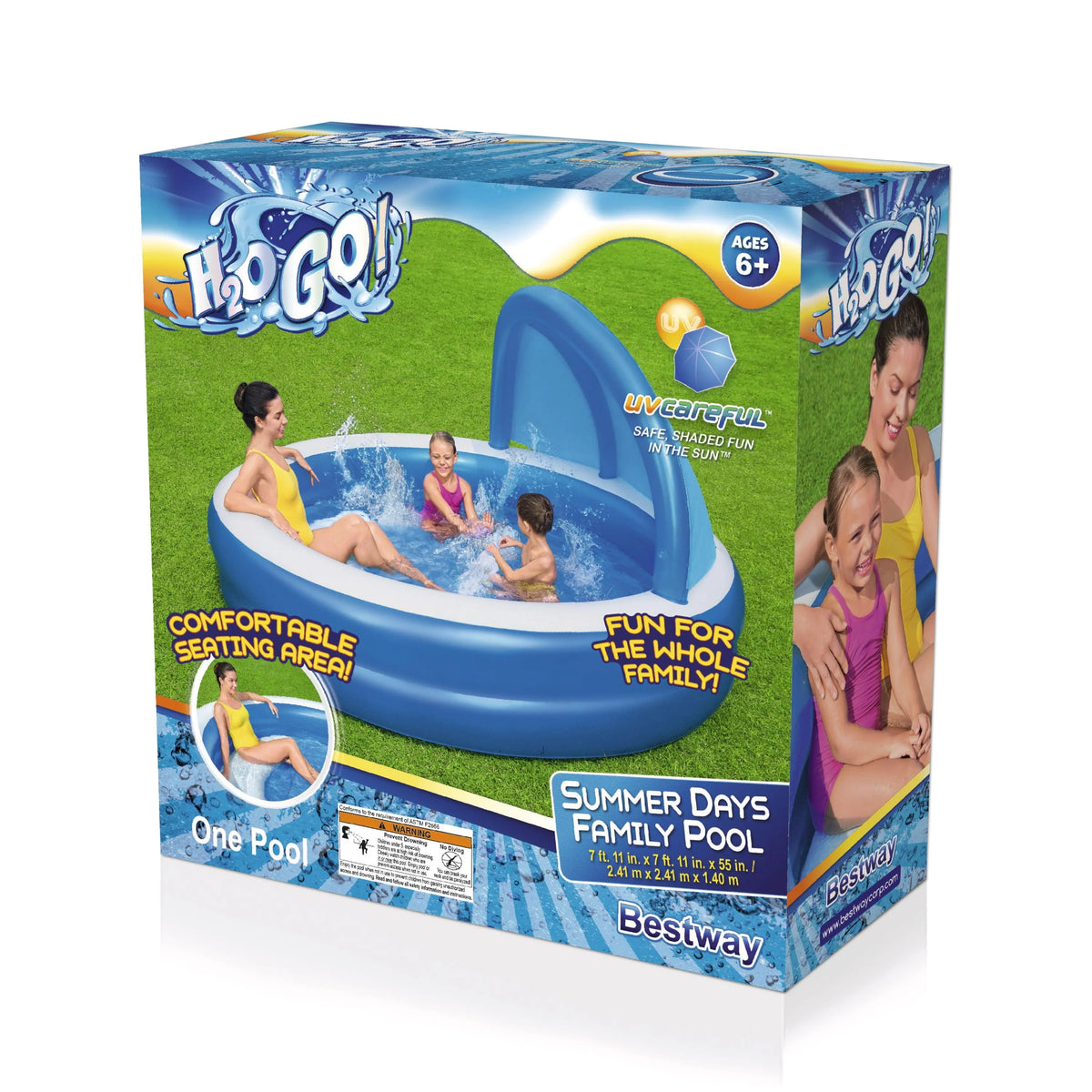 7'11 x 55 Inflatable Round Kiddie Pool with Sunshade X230