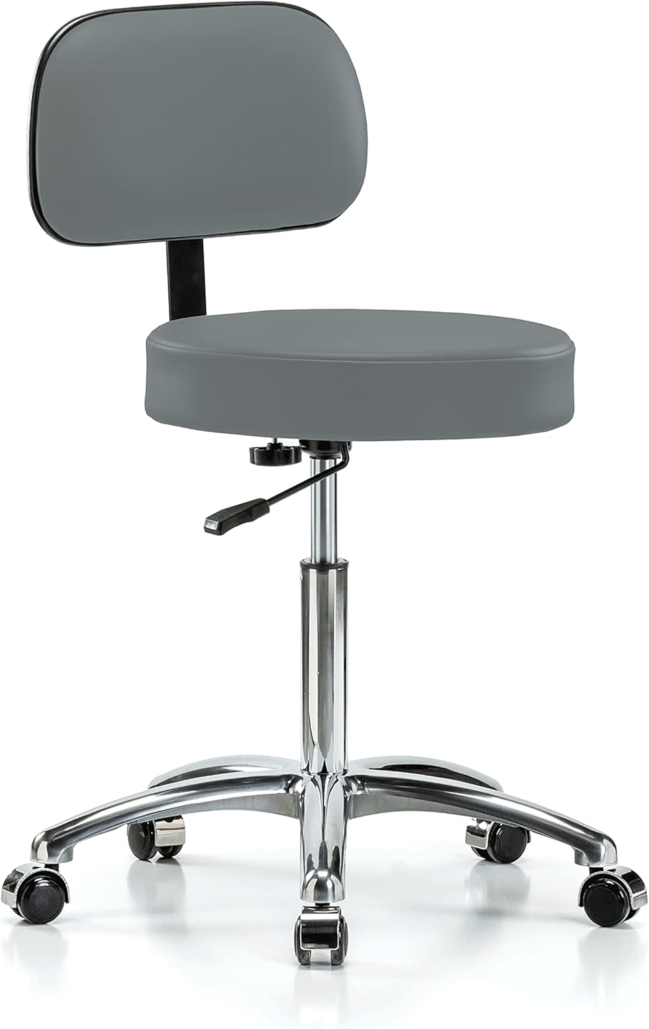 Chrome Height Adjustable Exam Stool with Back S323