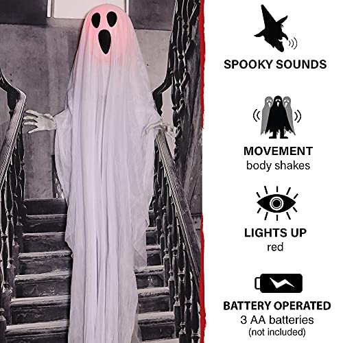 Life-Size 6-Ft Talking Ghost Halloween Animatronic with Lights and Sound D190235