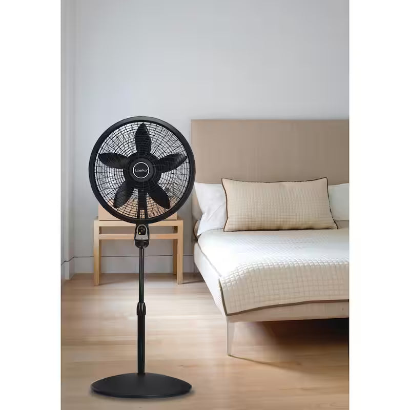 16 in. 3 Speed Oscillating Pedestal Fan with Adjustable Height in Black C713142