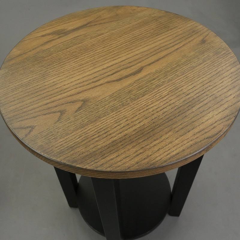 Round End Table with Solid Red Oak Top T802