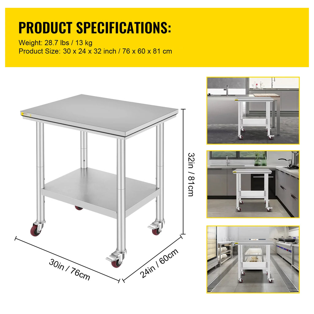Stainless Steel Work Table with Wheels I4748