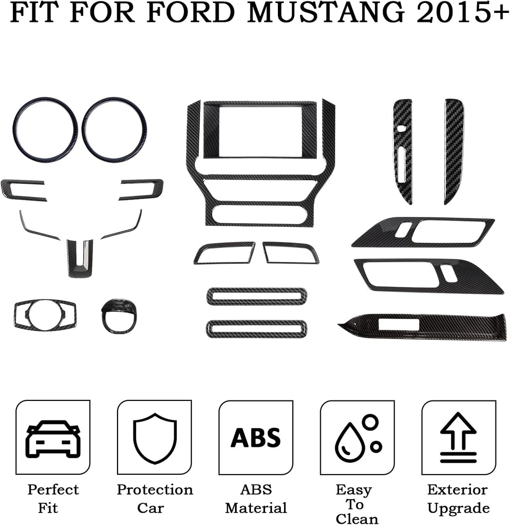 20 PCS Carbon Fiber Grain Interior Trim Cover Kit U613336