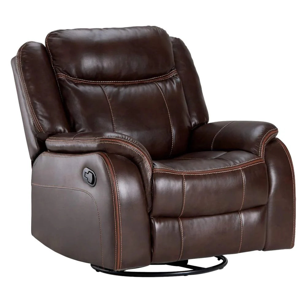 Brown Faux Leather Reclining Swivel Chair J295734
