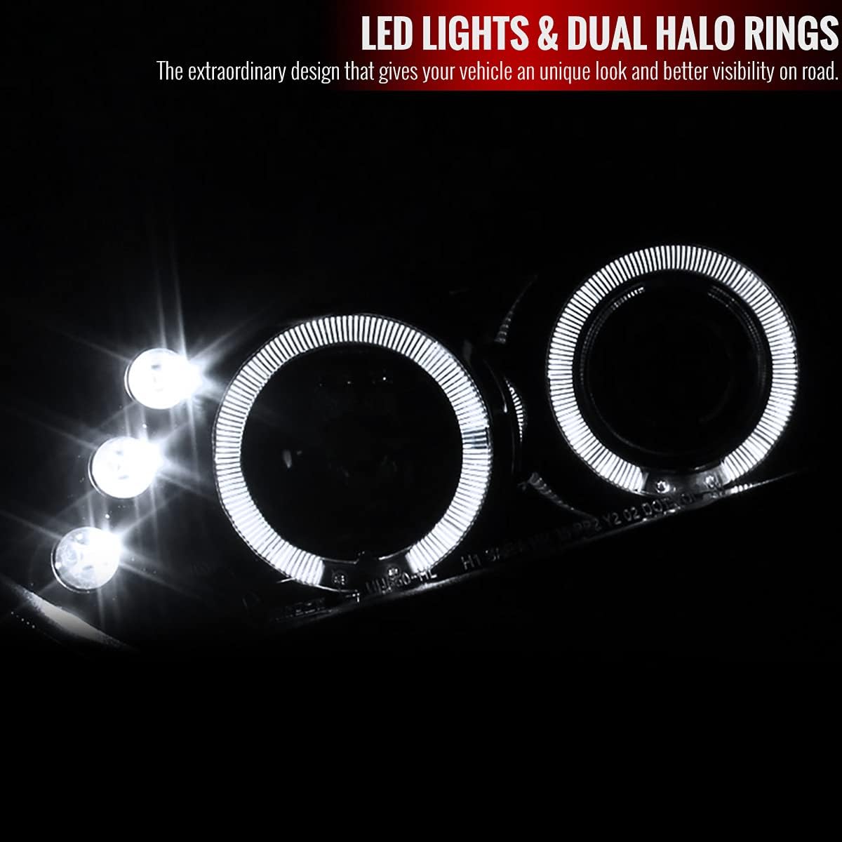 Black LED Projector Headlights Pair Z8612