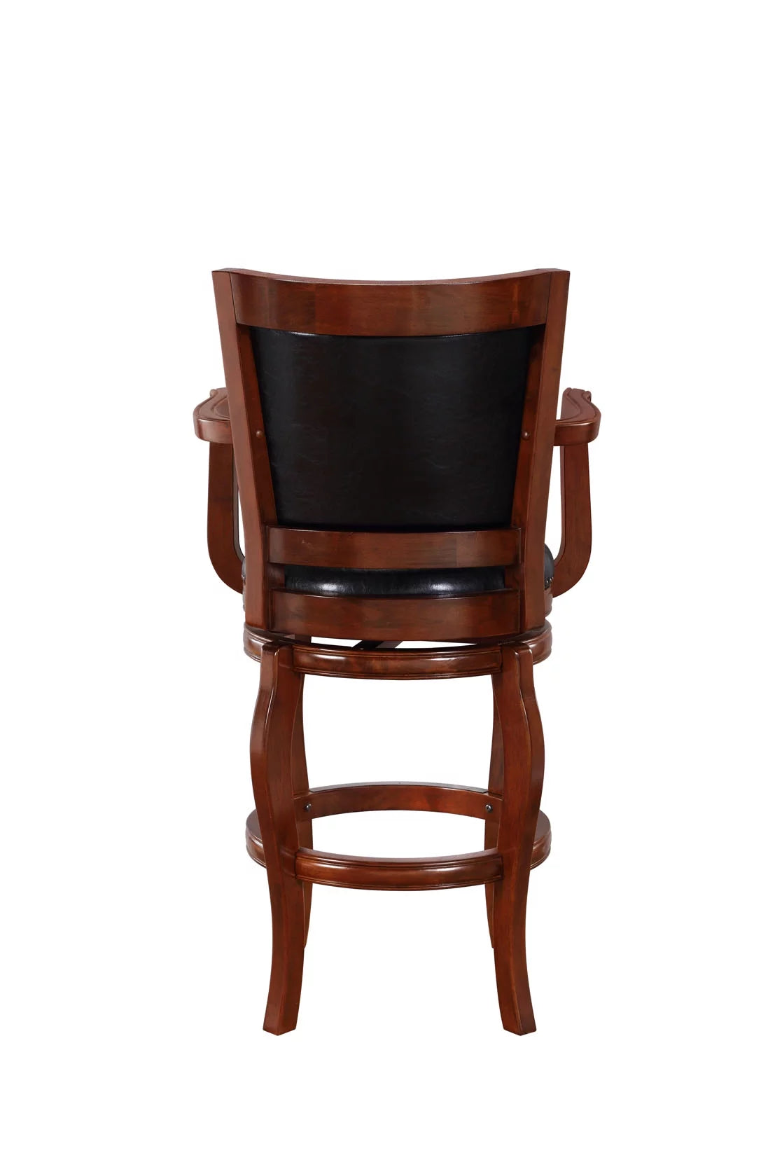 Black Cherry Wood Swivel Bar Stool with Arms V1251