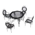 1/12 Scale Black Octagonal Table Chairs Furniture Set X6145