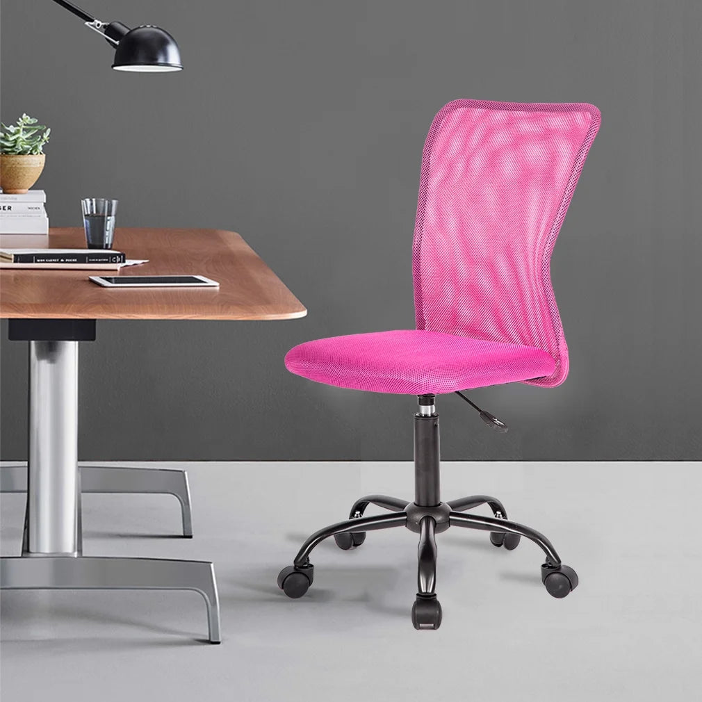 Pink Mesh Ergonomic Office Chair No Arms Y82010