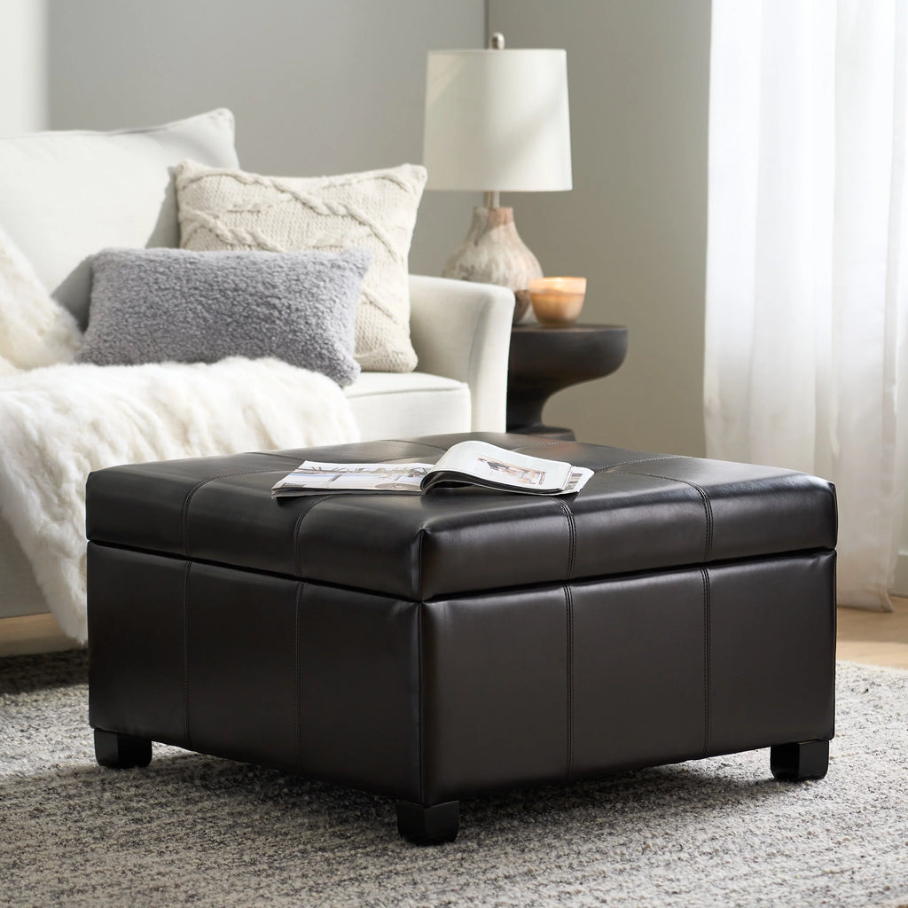Espresso Bonded Leather Storage Ottoman L811513