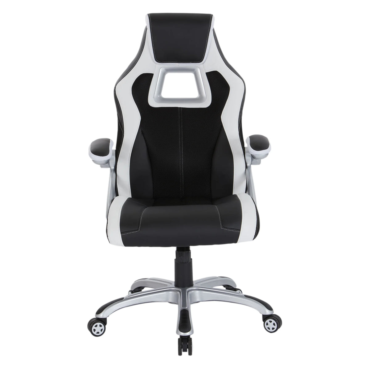 Black Chair with White Trim and Silver Base H53392
