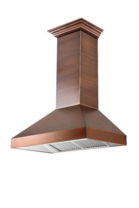 48 in. Copper Wall Range Hood with Crown Molding U55423