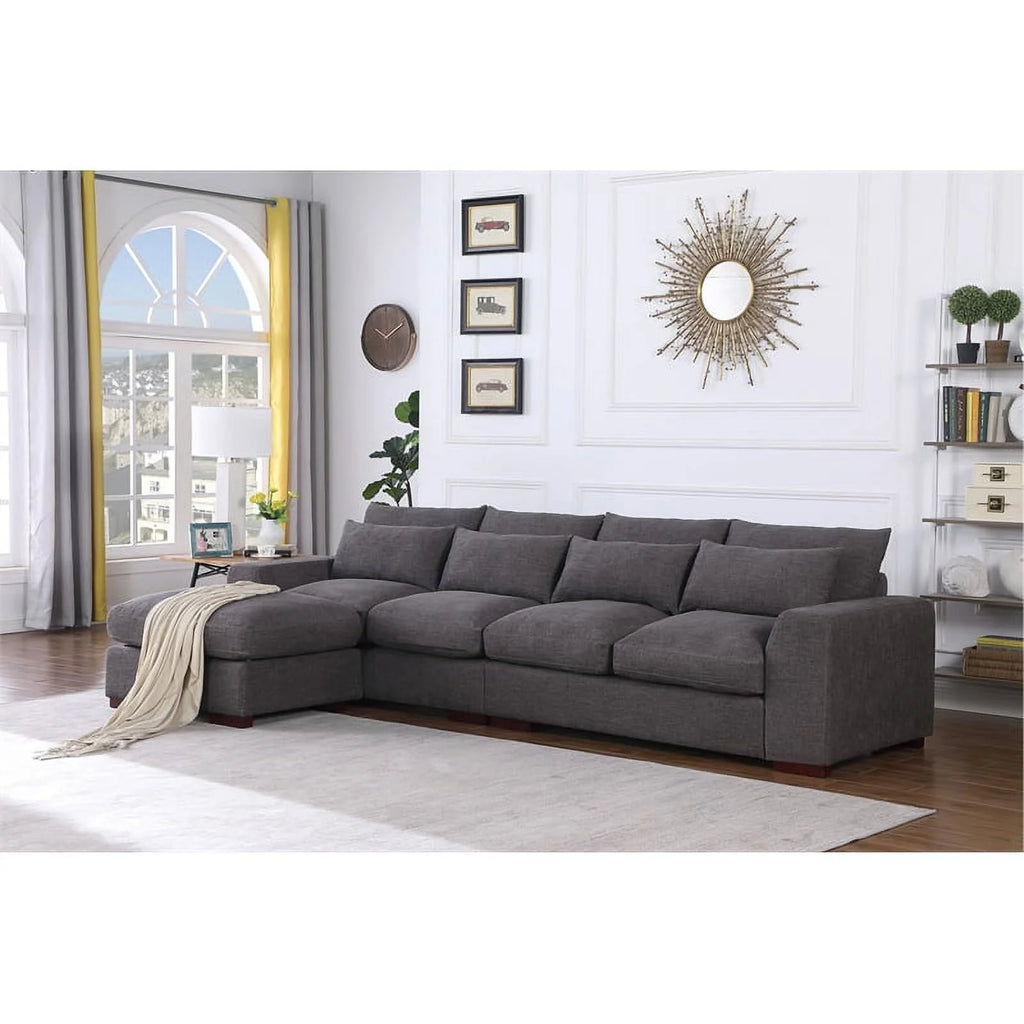 Dark Gray Modular Reversible Sectional Sofa & Ottoman Y31914