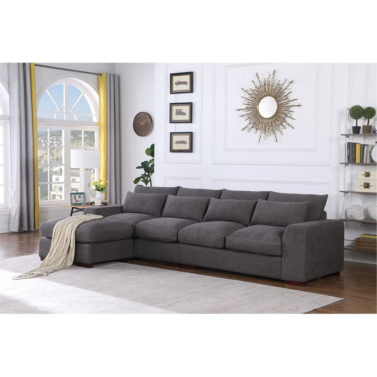 Dark Gray Modular Reversible Sectional Sofa & Ottoman Y31914