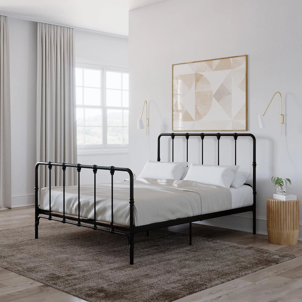 King Gray Metal Bed T98613