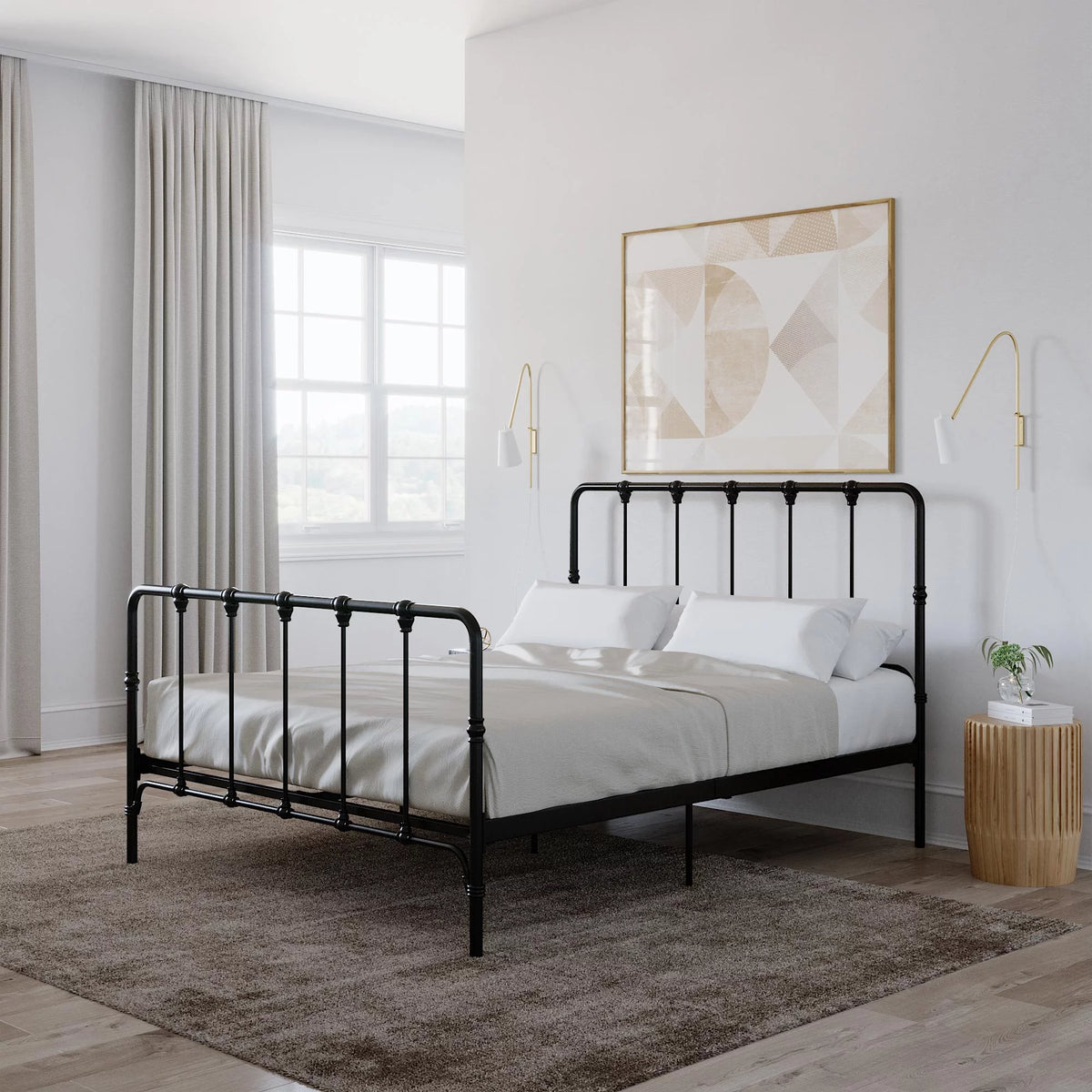 King Gray Metal Bed T98613